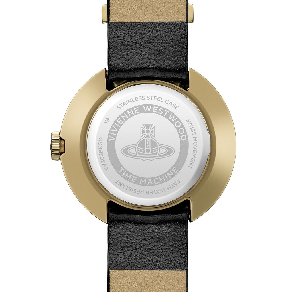 Vivienne Westwood Rebel 30mm Gold Dial Leather Ladies Quartz Watch VV303BKGD